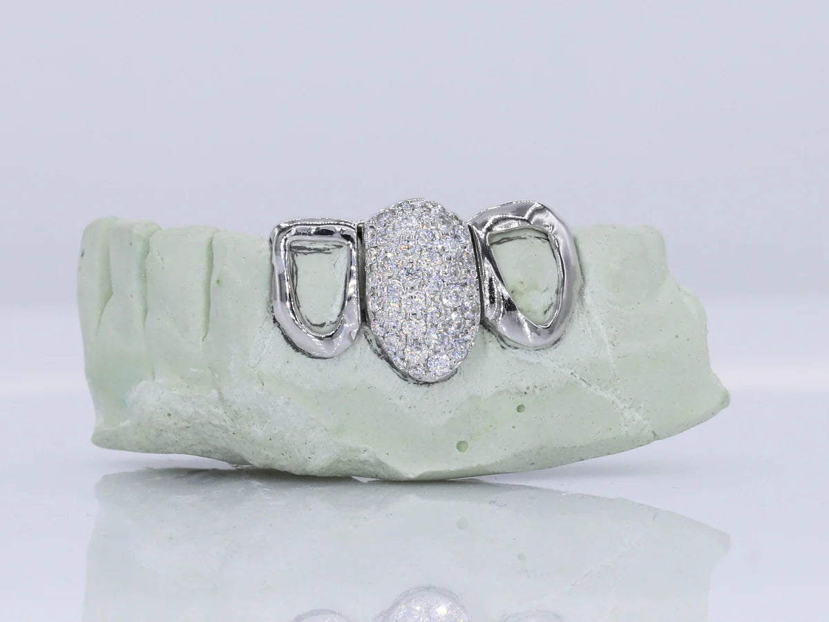 1 TOOTH DIAMOND & 2 TEETH OPEN FACED V
