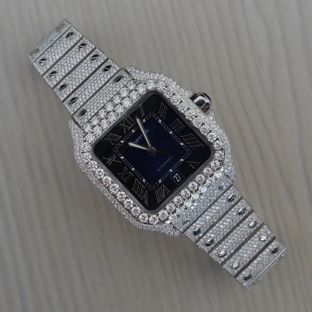 Blue face Moissanite watch