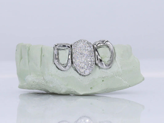 1 TOOTH DIAMOND & 2 TEETH OPEN FACED V