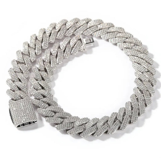 19MM White gold Cuban 22inch