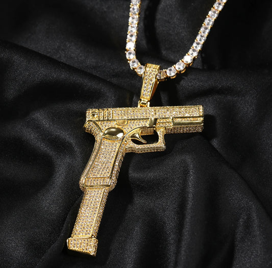 Iced out Gun pendant