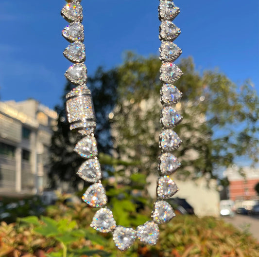White gold Cuban link heart