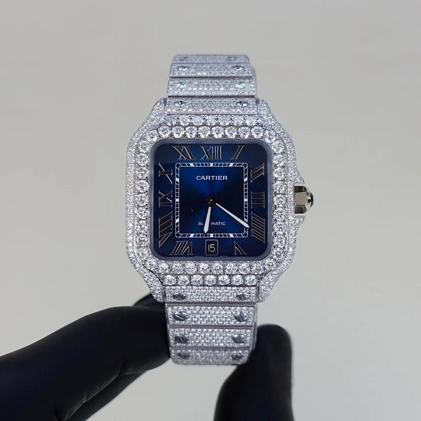 Blue face Moissanite watch