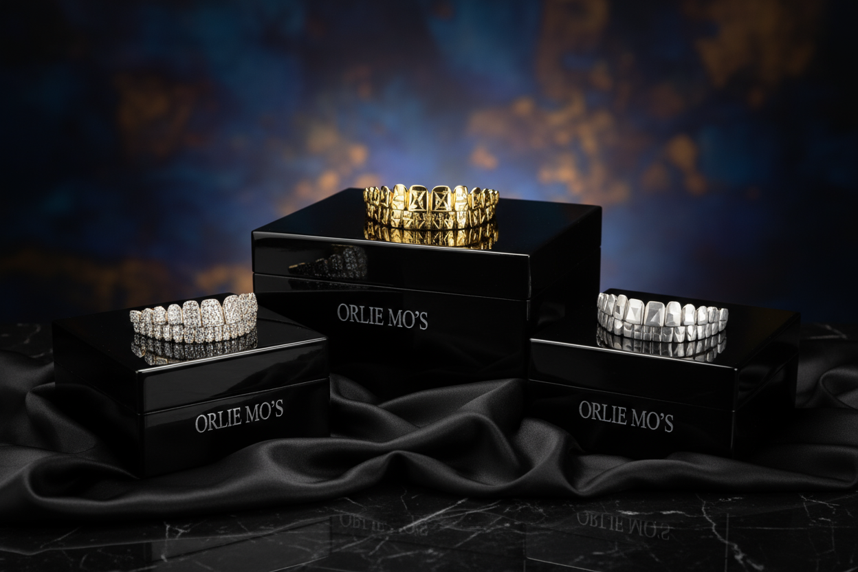 make jewelry boxes with grillz on them and it saying orlie mos 